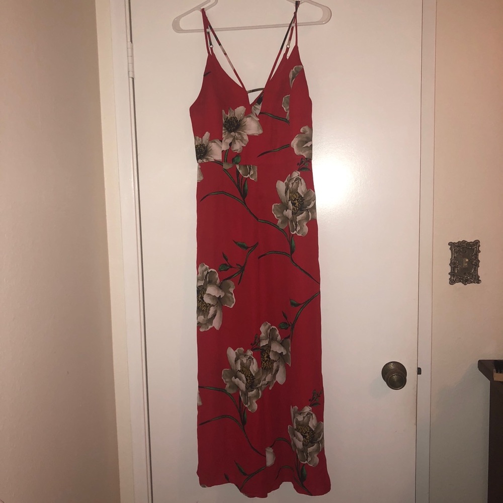 Red floral jumpsuit